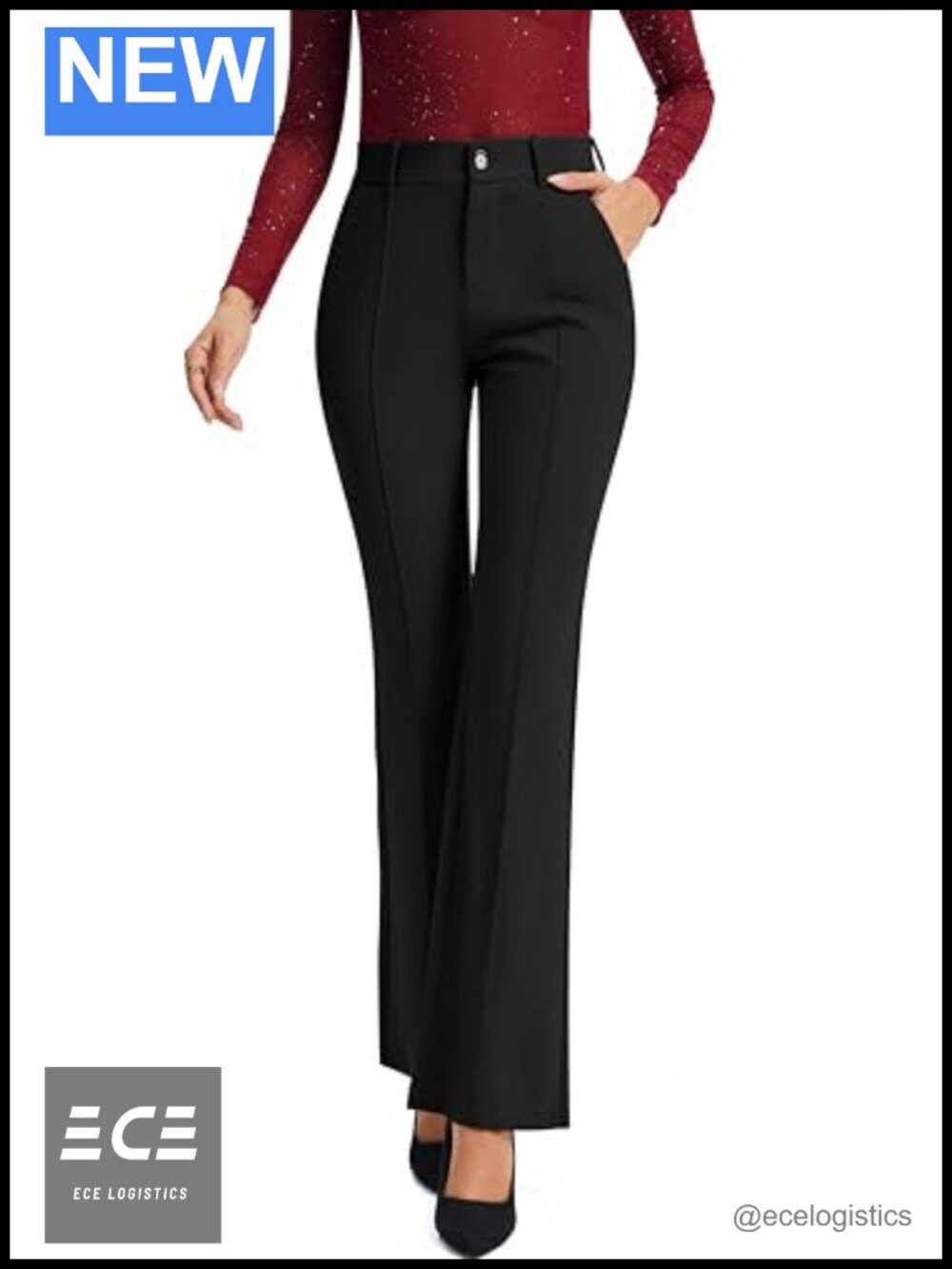 Women's Flare Work Pants Bootcut High Waist Stretchy Slacks